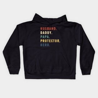 Husband Daddy Papa Protector Hero Dad Gift Fathers Day Kids Hoodie